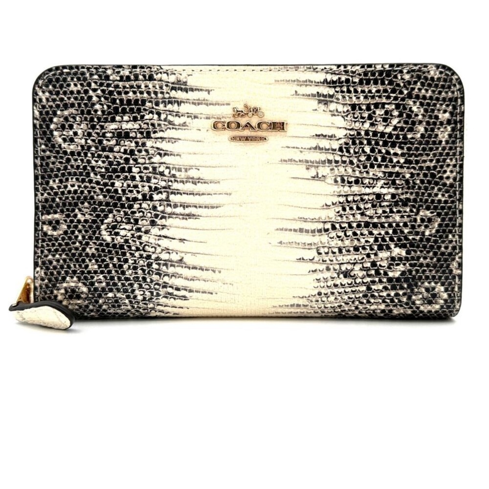 Coach Medium ID Zip Wallet in Lizard Embossed Leather